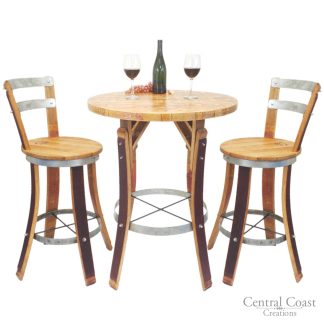 Wine Barrel Bistro Set Swivel Top Stools