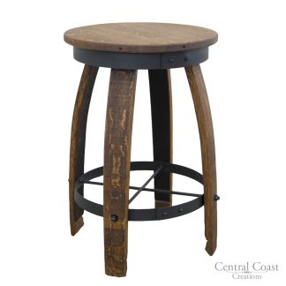 Swivel Top Wine Whiskey Barrel Bar Stool With Black Steel FREE SHIPPING!
